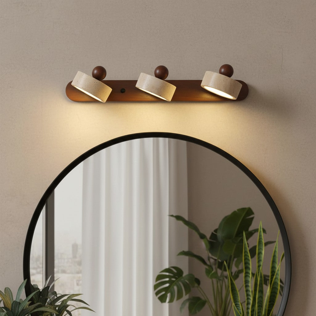 Contemporary Natural Stone LED Travertine Wood Wall Sconce