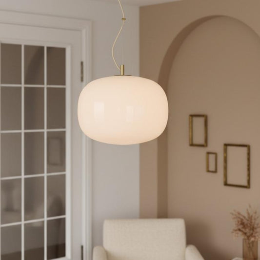 Chronus Minimalist Rounded Rectangle Milk Glass Pendant Light