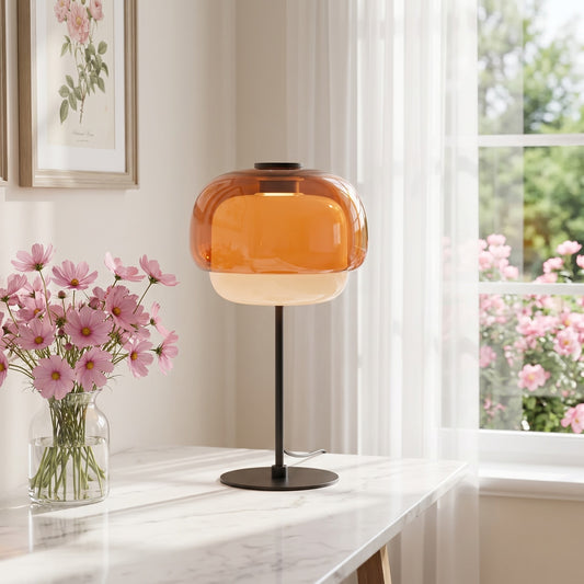 Sanae Modern Retro Double-Dome Colored Glass Table Lamp