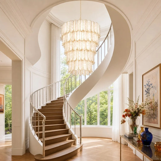 Valeria Luxury Cascading Capiz Shell Tiered Chandelier