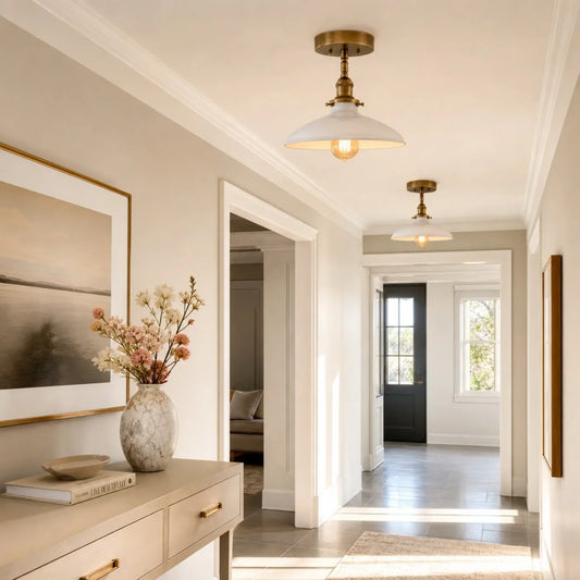Calder White Enamel Industrial Ceiling Light
