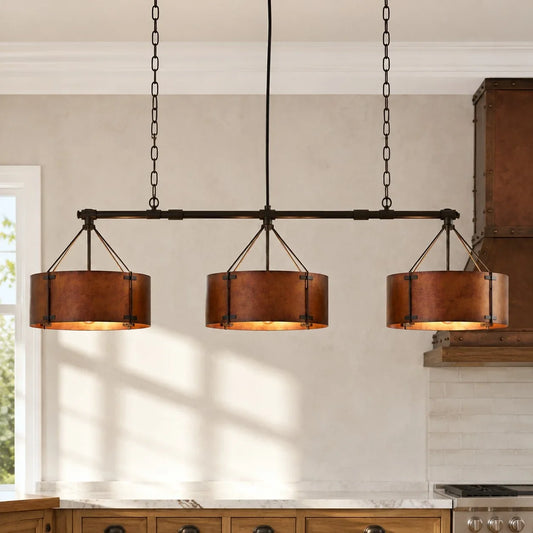 Marlowe Vintage Industrial Bronze Drum Chandelier