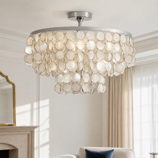 Odette Glam Capiz Shell Semi Flush Ceiling Light