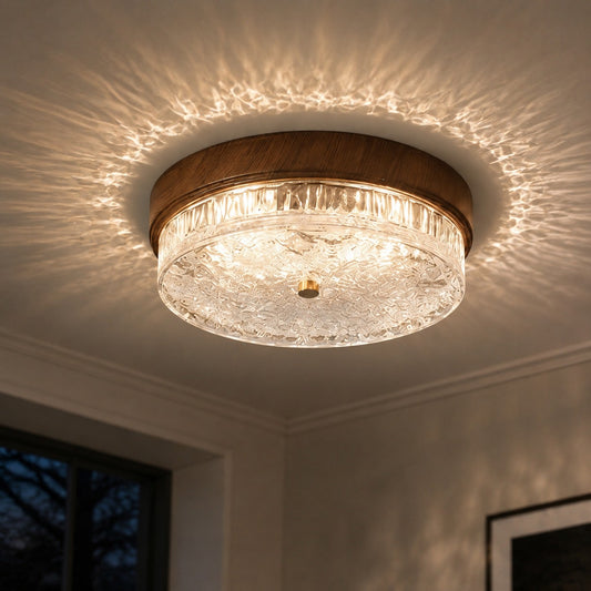 Hestia Luxury Water Ripple Glass Round  Ceiling Light