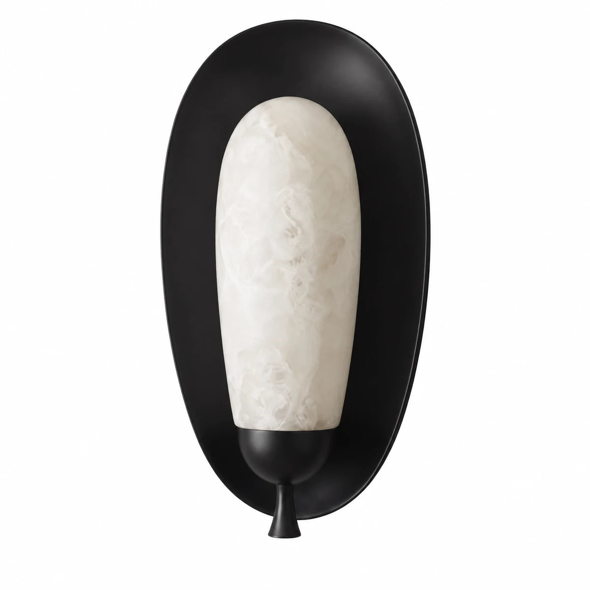 Spanish alabaster black wall sconce on pure white