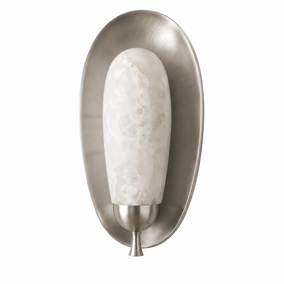Spanish alabaster satin nickel wall sconce on pure white