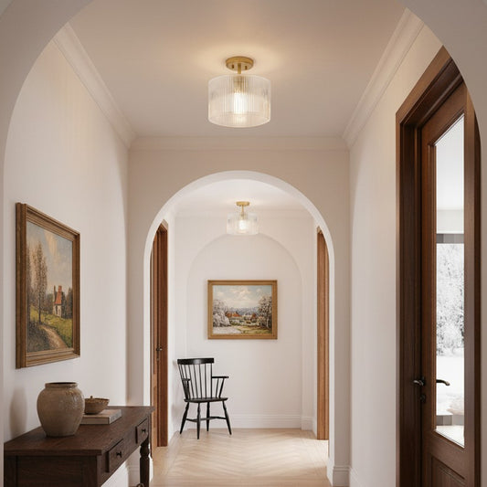 Calliope Ribbed Clear Glass Flush Ceiling Light