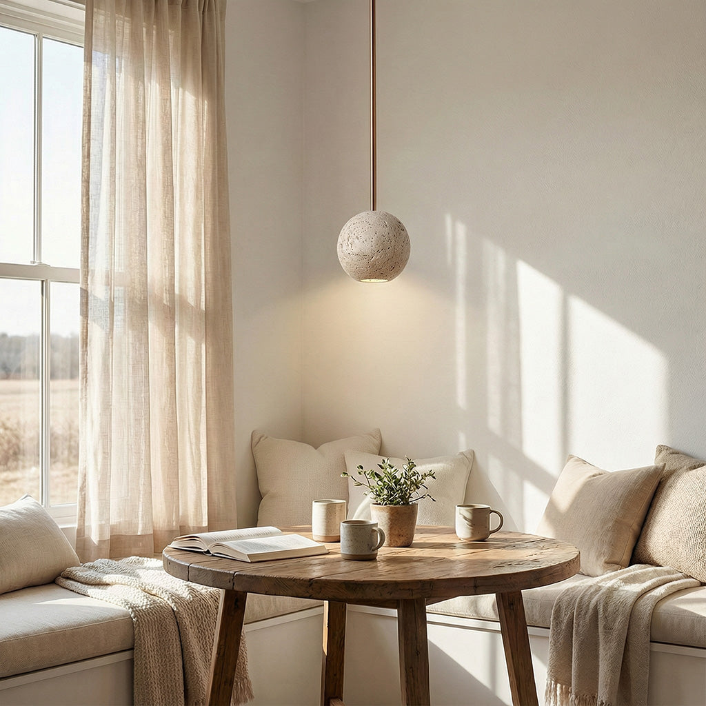 Wabi Sabi Natural Travertine Pendant Light | Lucia Living