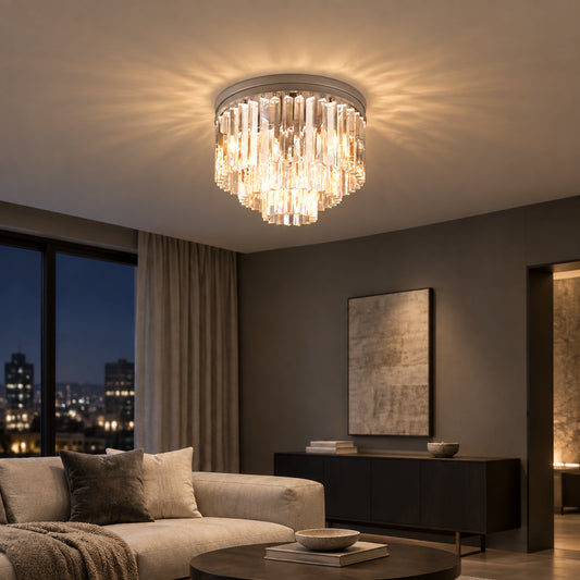 Eilif Luxury Tiered Glass Flush Mount Ceiling Light