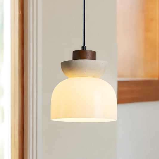 Angelia Wabi-Sabi Travertine Frosted Glass Pendant Light