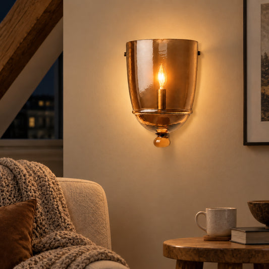Brennig Vintage Hammered Glass Cup Wall Sconce