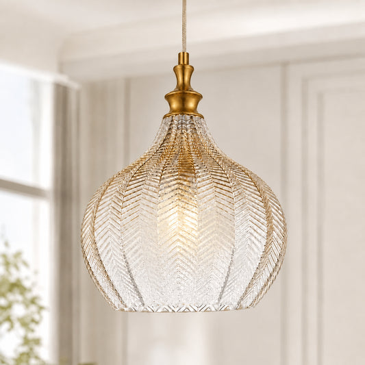Velmira Modern Art Deco Textured Glass Pendant Light