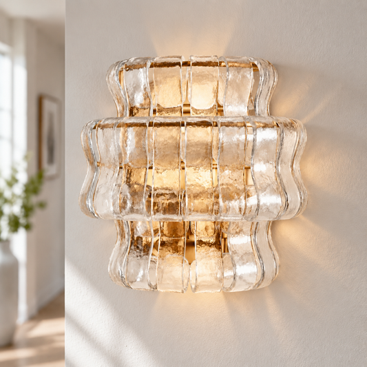 Ithel Mid-Century Wavy Glass Tiered Wall Sconce
