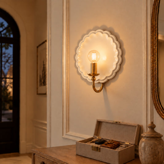 Glyth Vintage Ceramic Scallop Wall Sconce