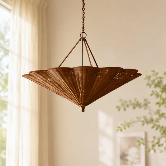 Nerina Hand-Woven Rattan Umbrella Chandelier