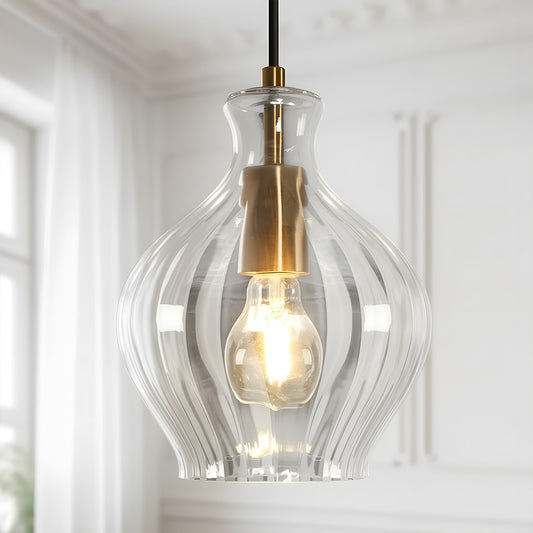 Evren Mid-century Modern Brass Pendant Light