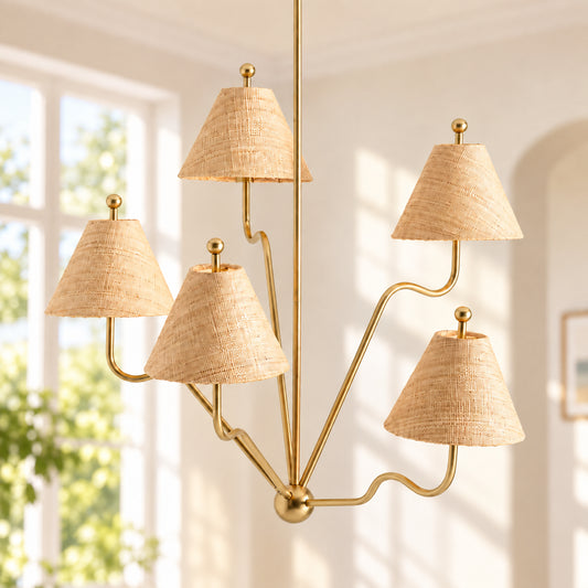 Isolde Sculptural Wavy Five Arm Shaded Chandelier
