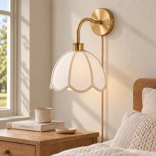 Dewin Modern Linen Curved Petal Wall Sconce