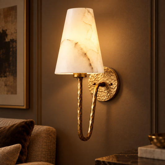 Clydno Modern Alabaster Tapered Wall Sconce