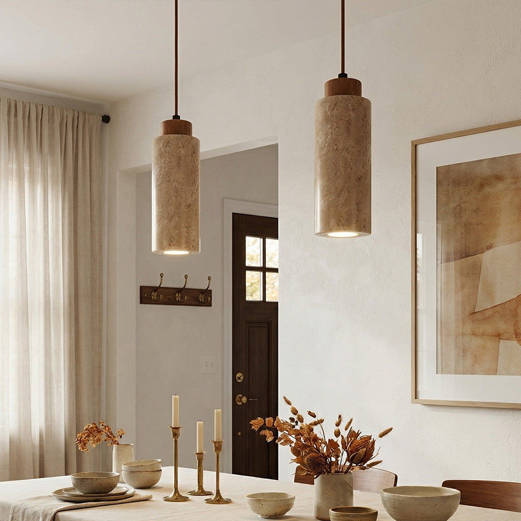 Natural Travertine Modern Vintage Cream Pendant Light | Lucia Living