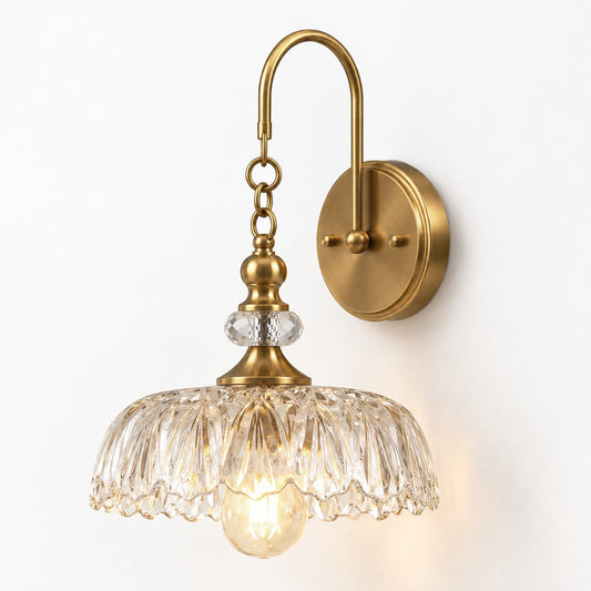 Amlawdd Vintage Textured Glass Floral Wall Light