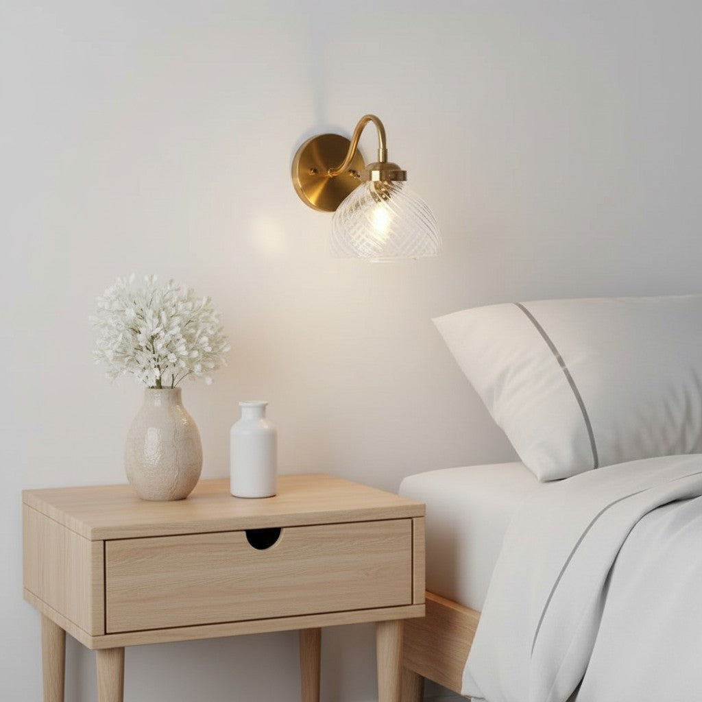 Elora Vintage Brass Swirled Glass Wall Sconce | LuciaLiving