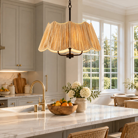 Vaelin Bohemian Ruffled Paper Wavy Pendant Light