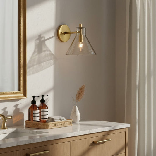 Ptocheia Rustic Cone Clear Glass Wall Sconce