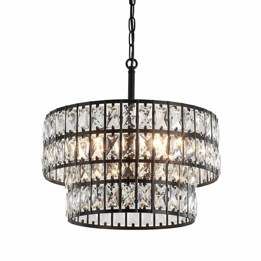 Liorael Modern Luxury Crystal Drum Chandelier
