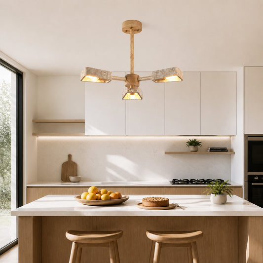 Veyth Modern Travertine Semi Flush Mount Ceiling Light