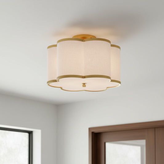 Kathy Modern Linen Flower Flush Mount Ceiling Light