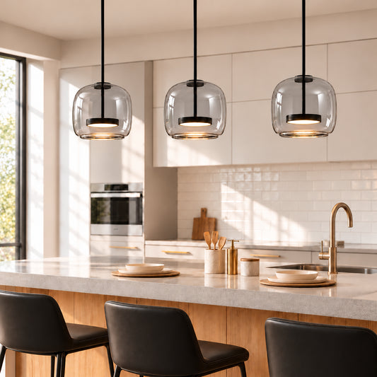 Sim Contemporary Dome Glass Pendant Light