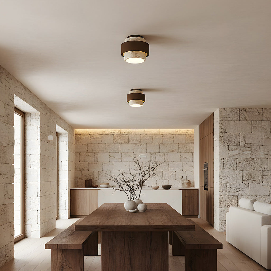4430. ヴィンテージ ベア ライト パステル Wabi-Sabi Japanese Retro Travertine Corridor Ceiling Light – Lucia
