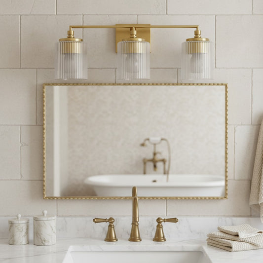 Eliot Modern 3-Light Ribbed Glass Cylinder Vanity Wall Lamp