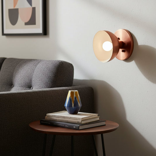 Contemporary 1-Light Round Brass Wall Light