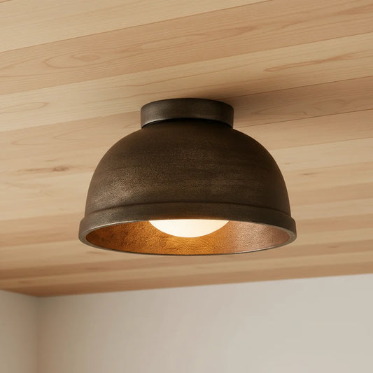 Laura Black Cast Aluminum Round Flush Mount Ceiling Light