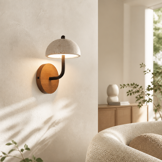 Evan Modern  Travertine Dome Wall Light
