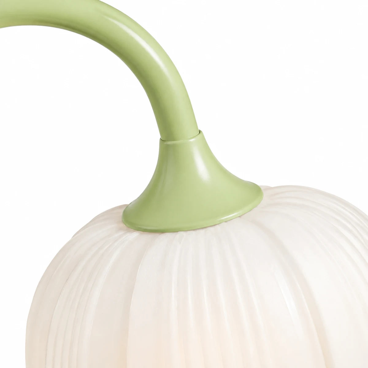 Close-up of Tessara chandelier arm and ribbed glass shade junction