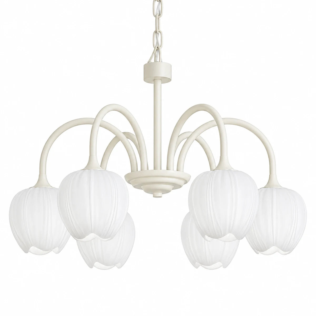 Tessara 6-light Creamy White chandelier on white background