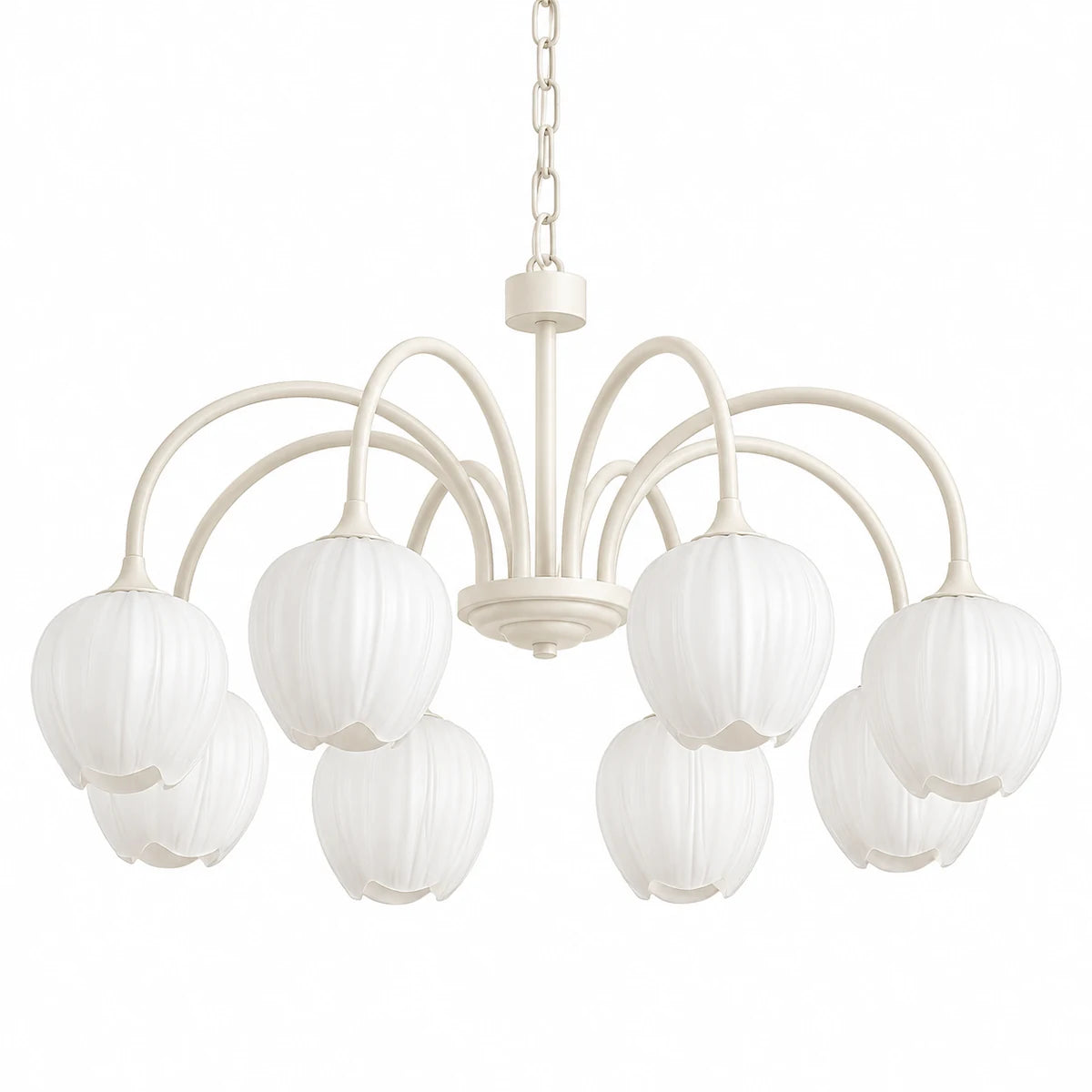 Tessara 8-light Creamy White chandelier on white background