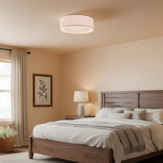 Ames Nordic Drum Linen Shade Ceiling Light