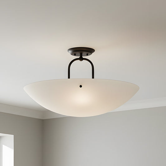 Elowyn Modern Glass Bowl Semi Flush Mount Light