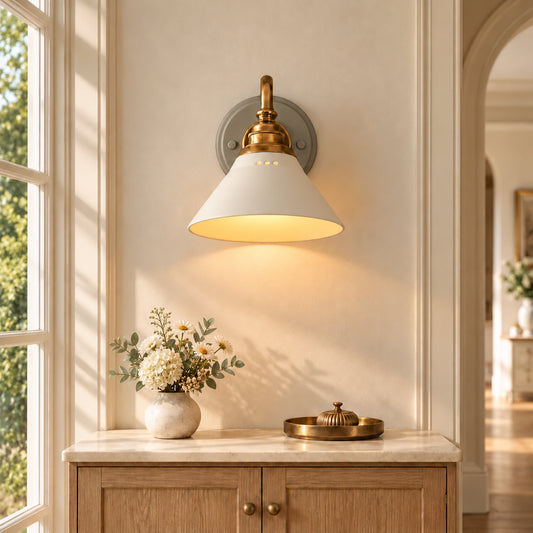Mochta Vintage Ceramic Conical Wall Sconce