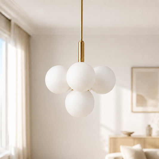 Elara Modern White Glass Globe Cluster Chandelier