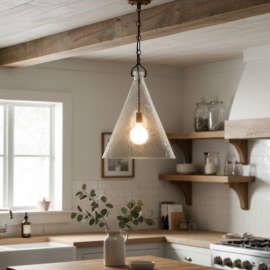 Nimbus Modern Oversized Seeded Glass Pendant Light