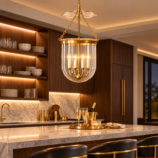 Vran Traditional Brass Glass Pendant Light