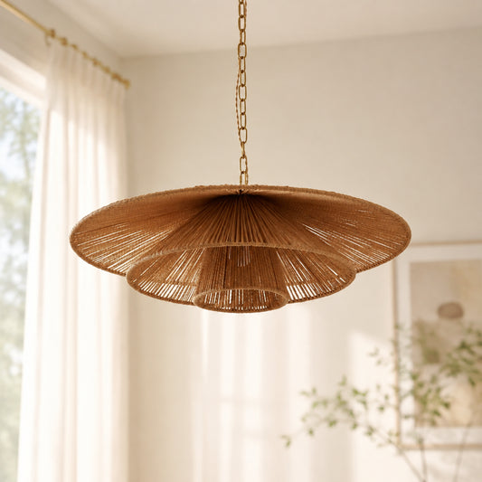 Samira Layered Hemp Rope Three Tier Chandelier