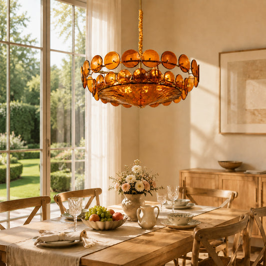 Elthyn Vintage Colorful Glass Ring Pendant Light