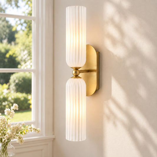 Azura Mid-century Ribbed Glass Wall Sconce