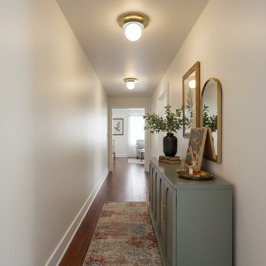 Modern Layered Brass Opal Glass Ceiling Light